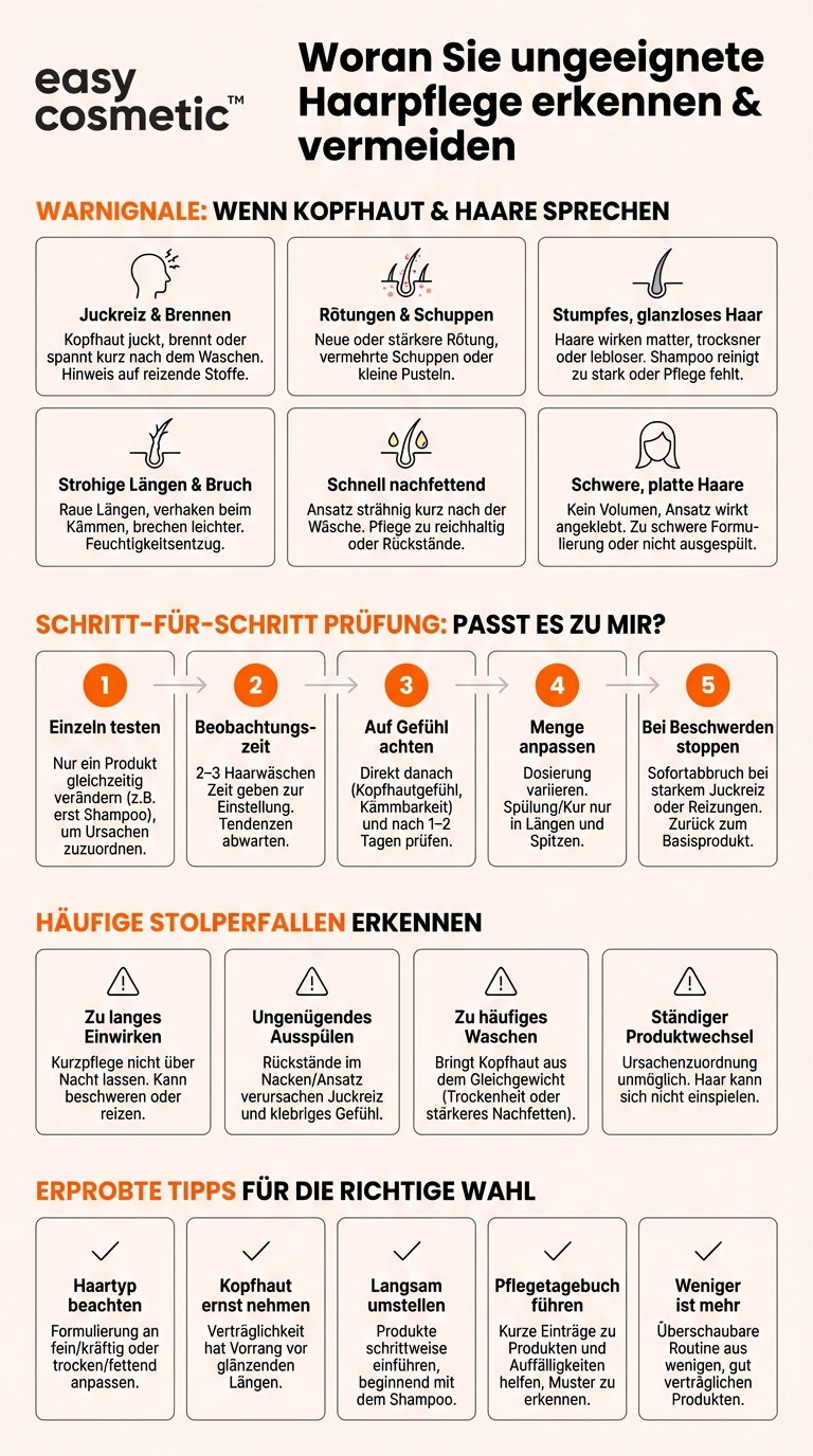 Woran erkenne ich, dass ein Haarpflegeprodukt nicht zu mir passt?