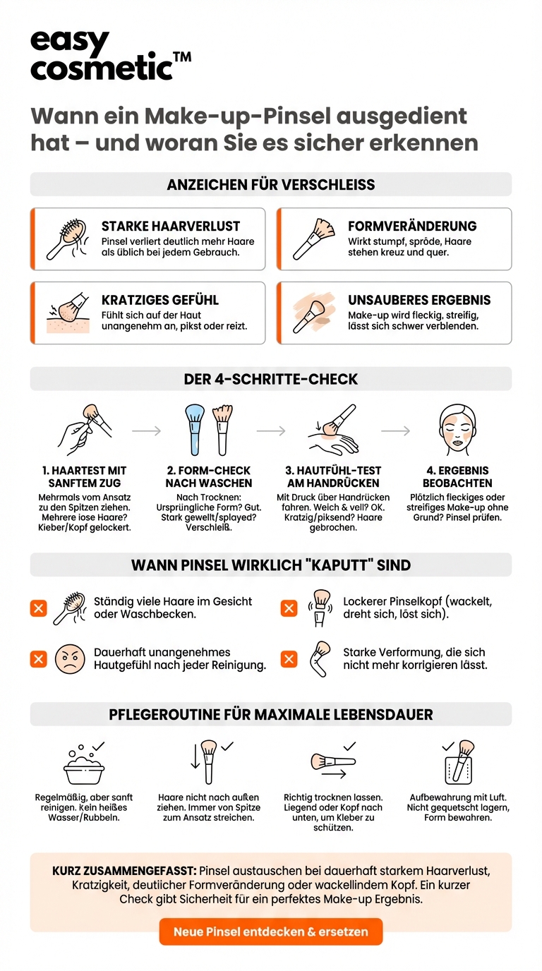 Woran erkenne ich, dass ein Pinsel Haare verliert oder beschädigt ist und ersetzt werden sollte?