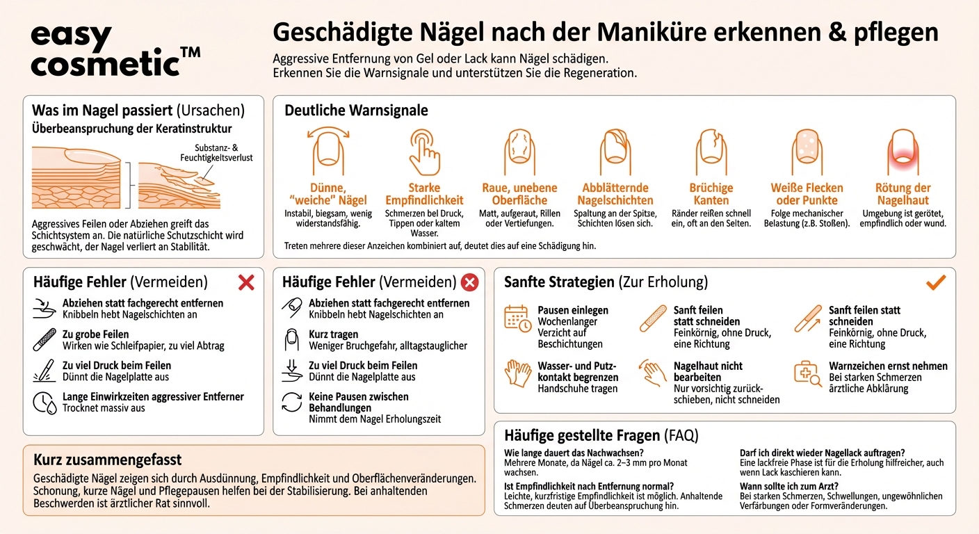 Woran erkenne ich, dass meine Nägel nach zu aggressiver Entfernung geschädigt sind?