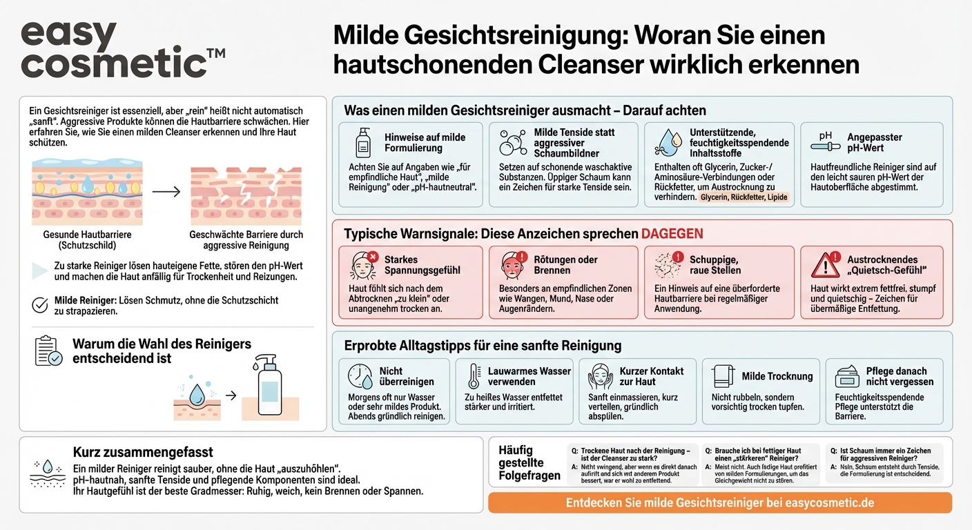 Woran erkenne ich einen milden Gesichtsreiniger, der die Hautbarriere nicht schädigt?
