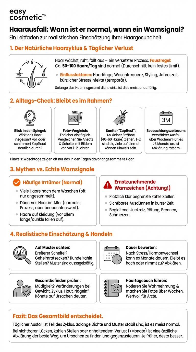Woran erkenne ich, ob mein Haarausfall noch normal ist oder bereits behandlungsbedürftig?