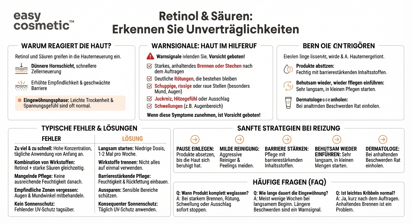 Woran erkenne ich, ob meine Haut Anti-Aging-Wirkstoffe wie Retinol oder Säuren nicht verträgt?