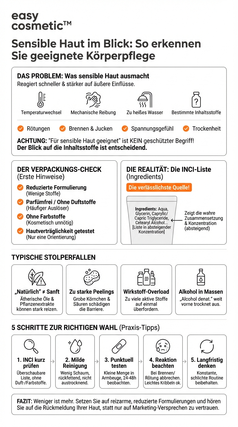 Woran erkennt man, ob ein Körperpflegeprodukt wirklich für sensible Haut geeignet ist?