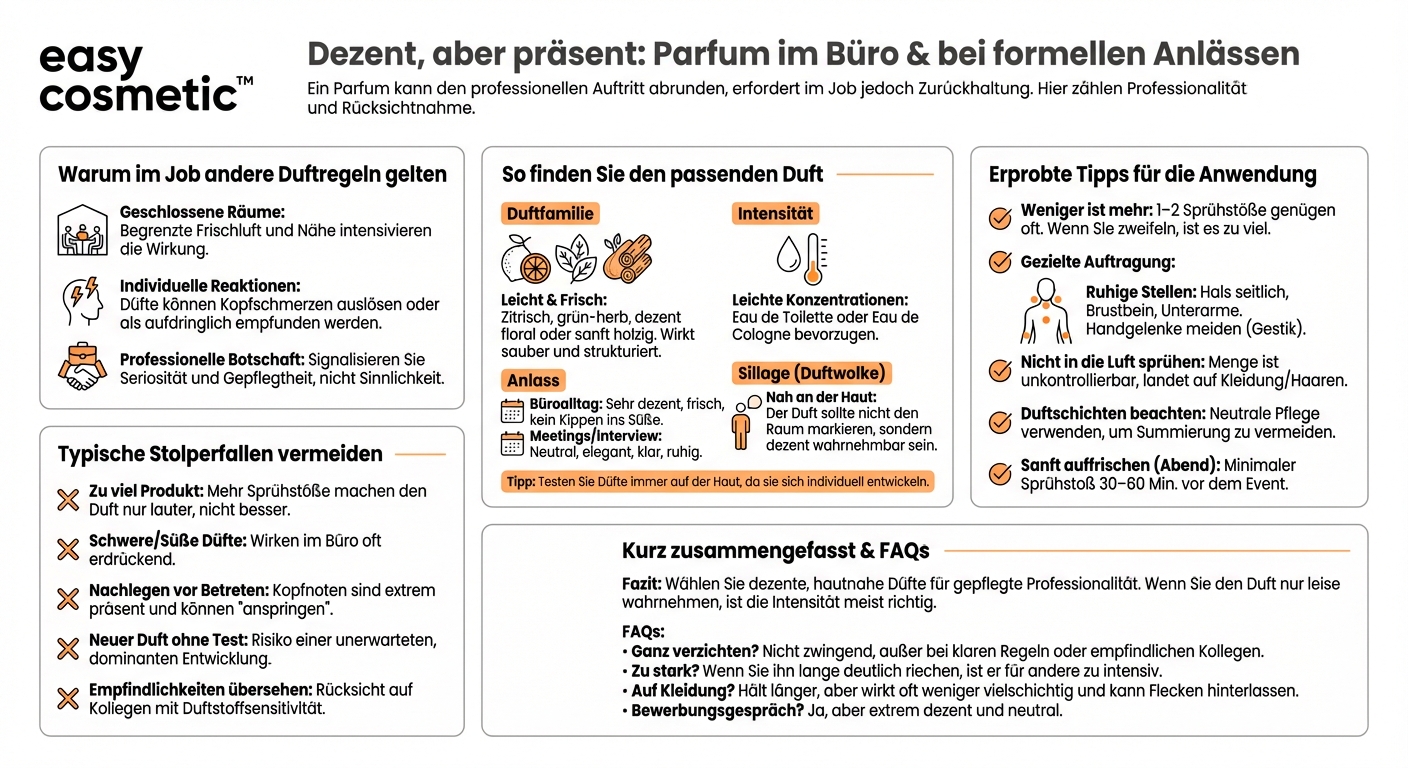Worauf sollte ich achten, wenn ich ein Parfum für das Büro oder formelle Anlässe auswähle?