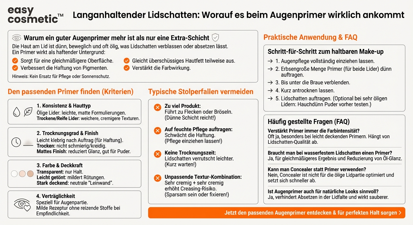 Worauf sollte ich bei der Wahl eines Augenprimers achten, damit Lidschatten besser haftet?