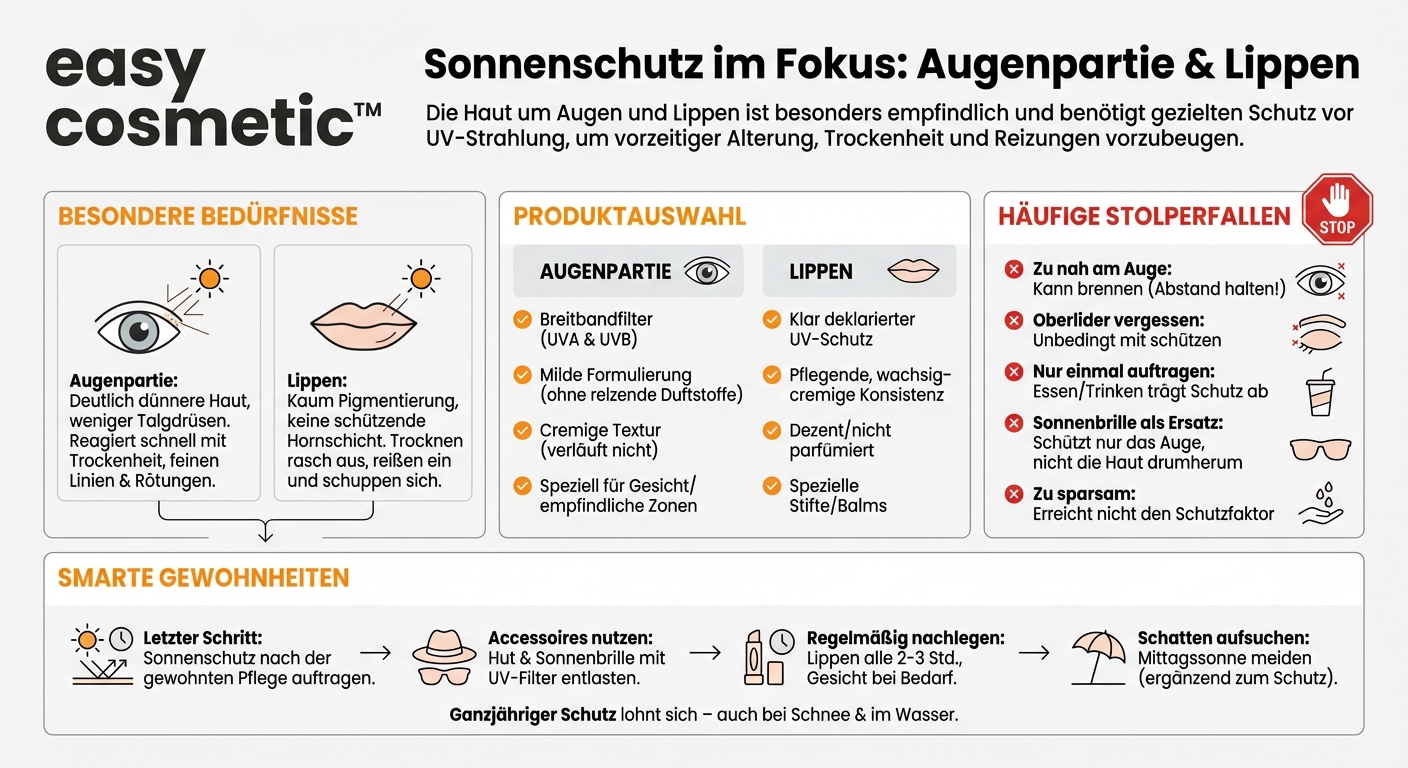 Worauf sollte ich bei Sonnenschutz für die Augenpartie und Lippen achten?