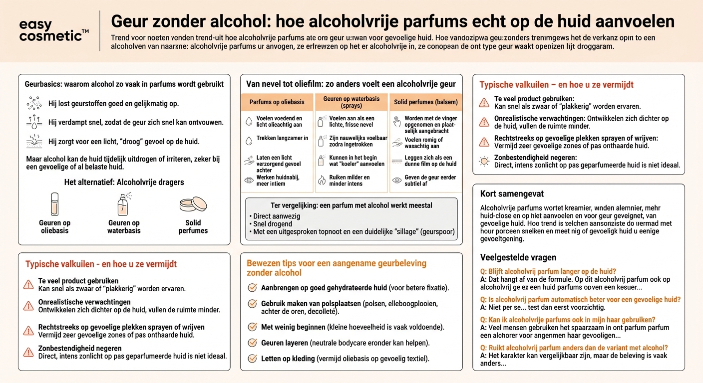Zijn er alcoholvrije parfums en hoe verschillen ze in draaggevoel?