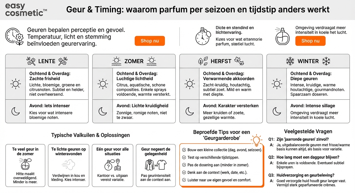 Zijn er geuren die beter passen bij bepaalde seizoenen of tijdstippen van de dag?