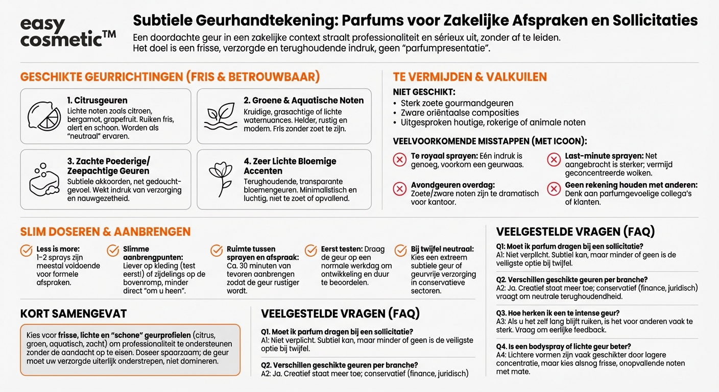 Zijn er geuren die bijzonder goed passen bij formele zakelijke afspraken of sollicitatiegesprekken?