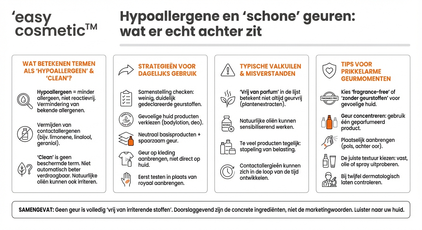 Zijn er hypoallergene of bijzonder ‘schone’ geuren zonder bekende irriterende stoffen?