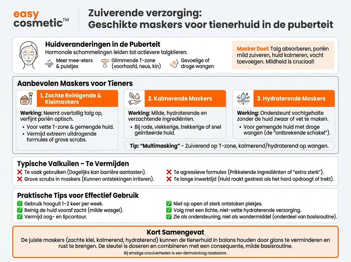 Zijn er maskers die speciaal geschikt zijn voor tienerhuid in de puberteit?