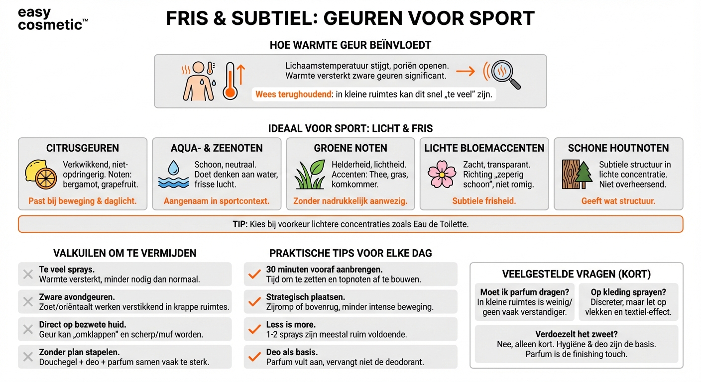Zijn er speciale geuren die geschikt zijn voor sportieve activiteiten zonder te intens te zijn?