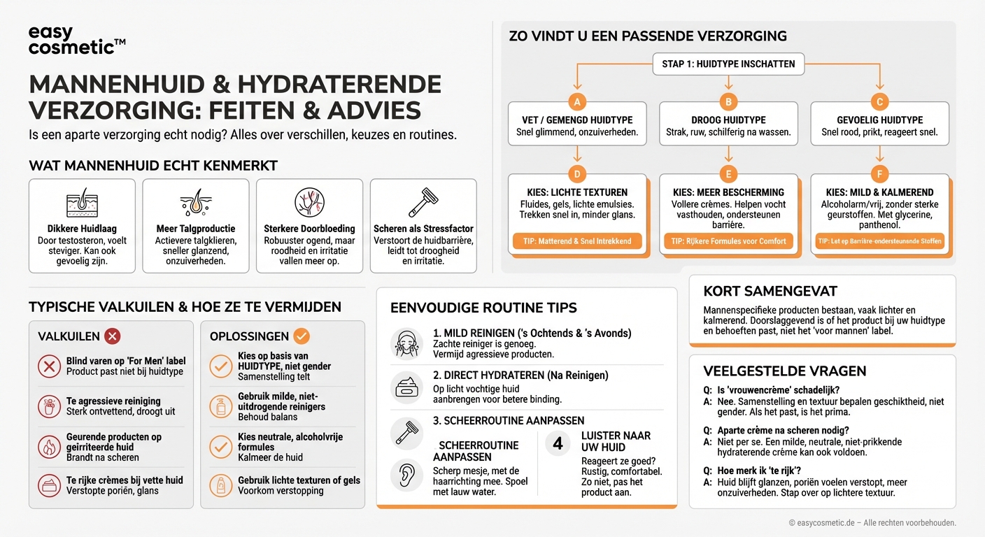 Zijn er speciale vochtinbrengende verzorgingen voor de mannenhuid en waarin verschillen ze?