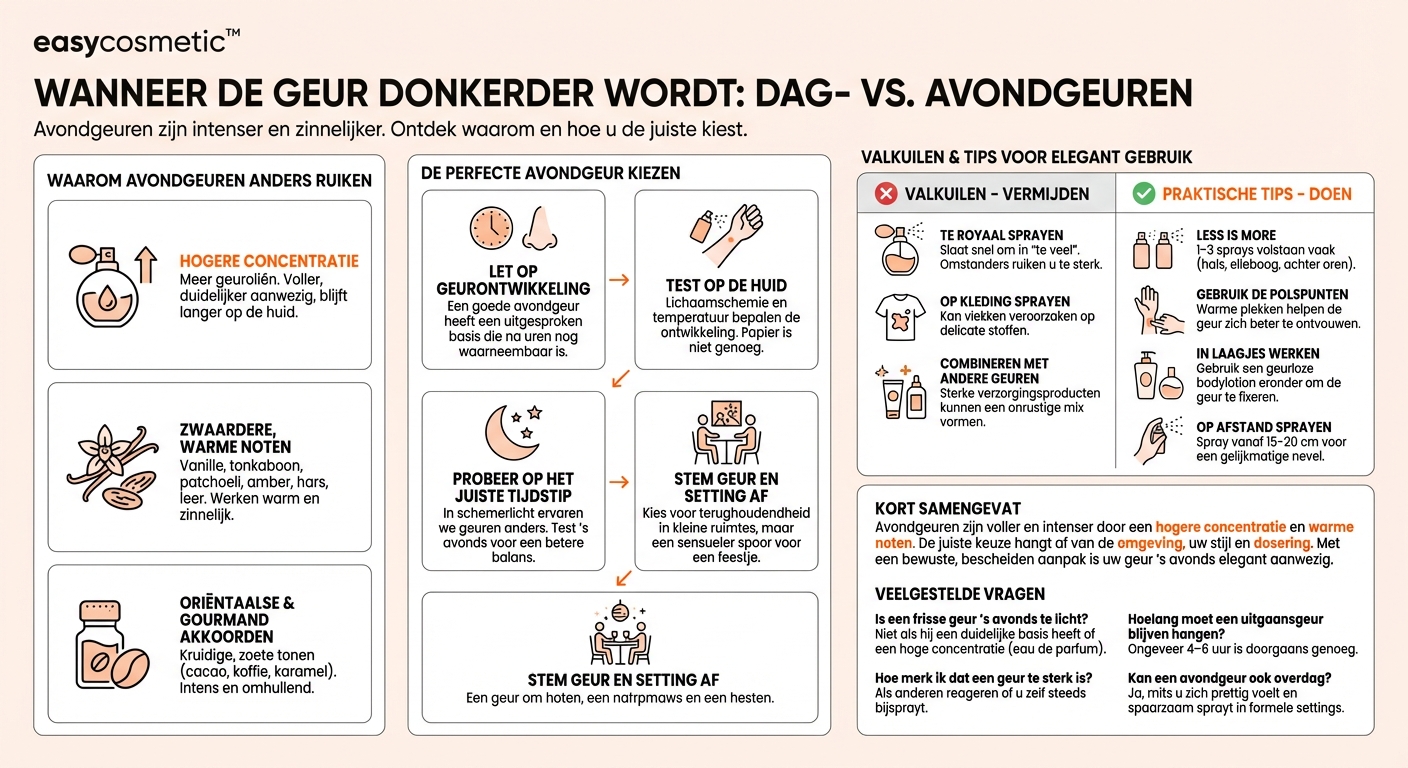 Zijn er typische avond- of uitgaansgeuren die intenser zijn dan daggeuren?