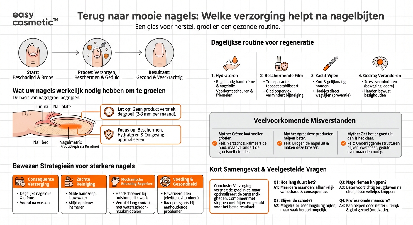 Zijn er verzorgingsproducten die de aangroei van gezonde nagels na nagelbijten ondersteunen?