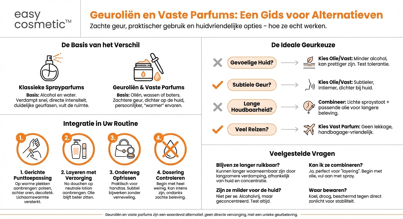 Zijn geuroliën of vaste parfums een goed alternatief voor sprayparfums?