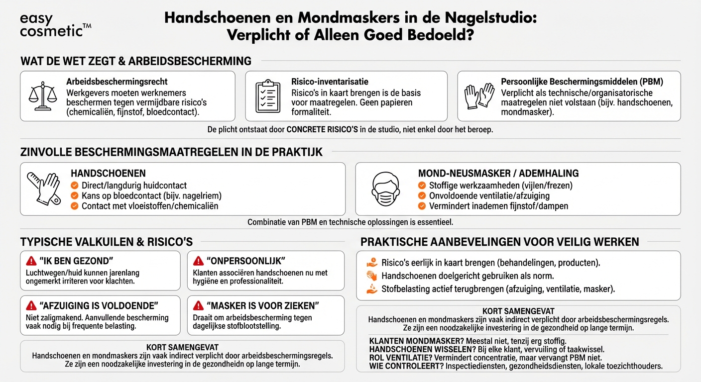 Zijn handschoenen en mondmasker voor nagelstylisten in de studio verplicht of alleen een aanbeveling?