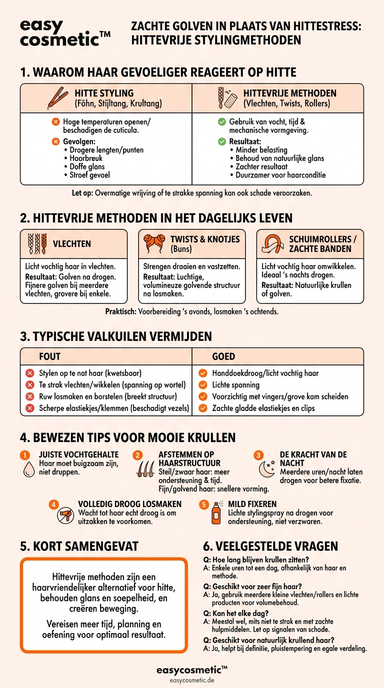 Zijn hittevrije stylingmethoden zoals vlechten of krullen zonder hitte een goed alternatief?