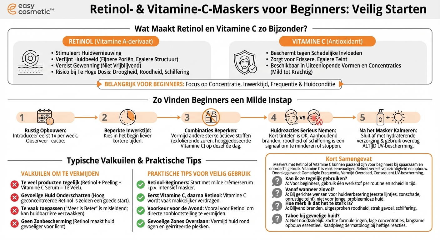 Zijn maskers met retinol of vitamine C geschikt voor beginners?