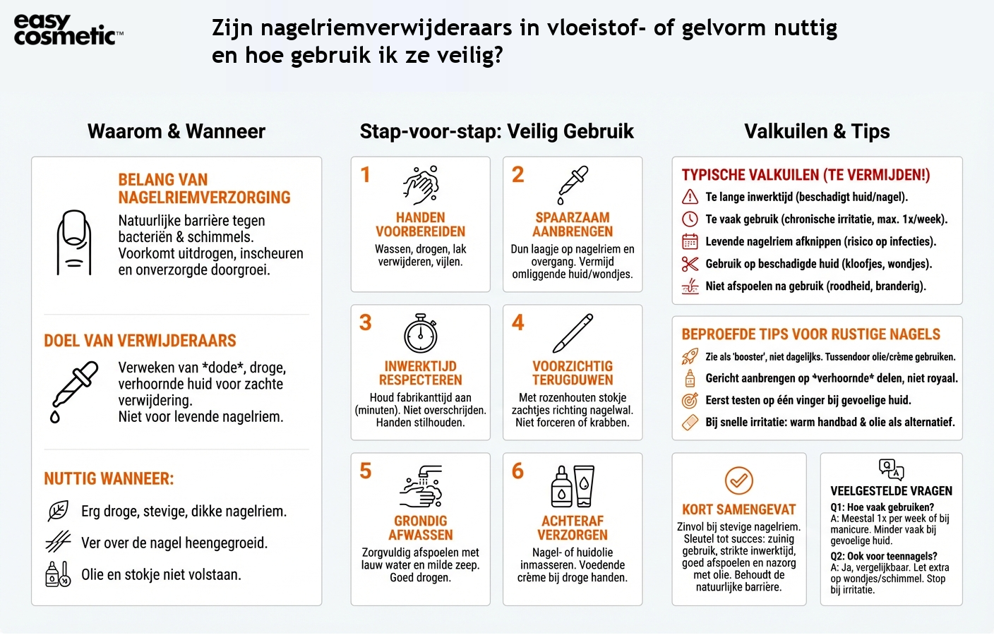 Zijn nagelriemverwijderaars in vloeistof- of gelvorm nuttig en hoe gebruik ik ze veilig?
