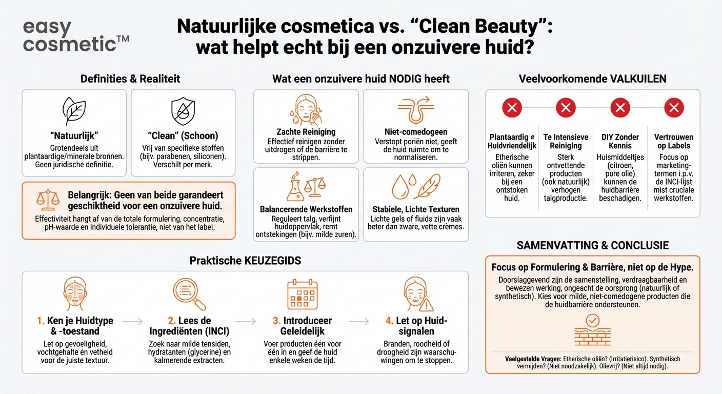 Zijn natuurlijke of als ‘clean’ aangeduide producten automatisch beter voor een onzuivere huid?
