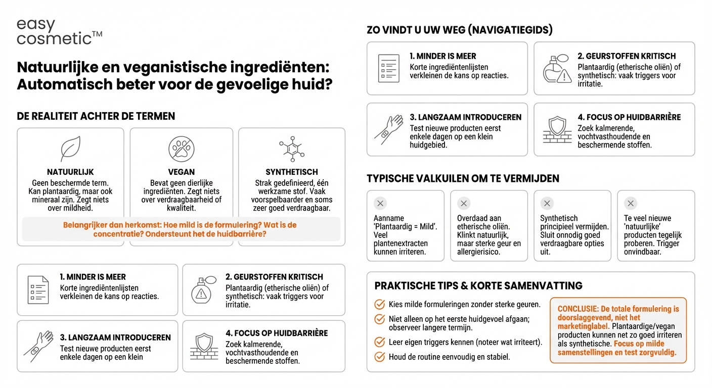 Zijn natuurlijke of veganistische ingrediënten automatisch beter verdragen door een gevoelige huid?
