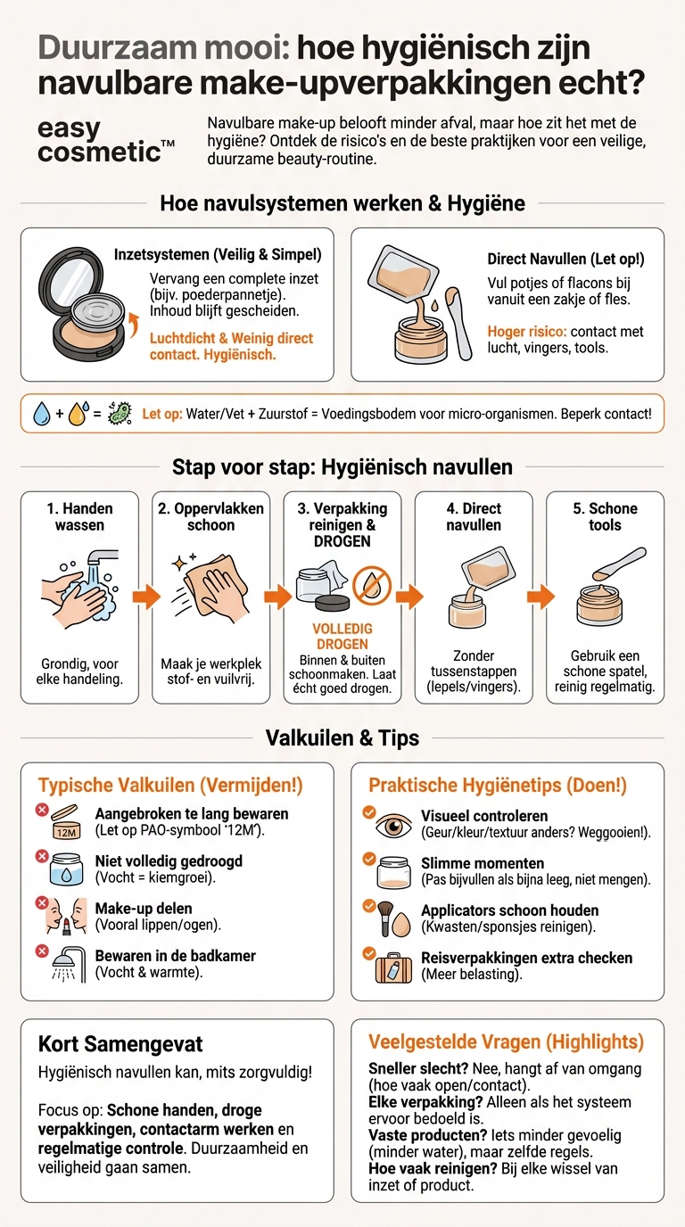 Zijn navulbare make-upverpakkingen hygiënisch veilig en waar moet ik op letten?