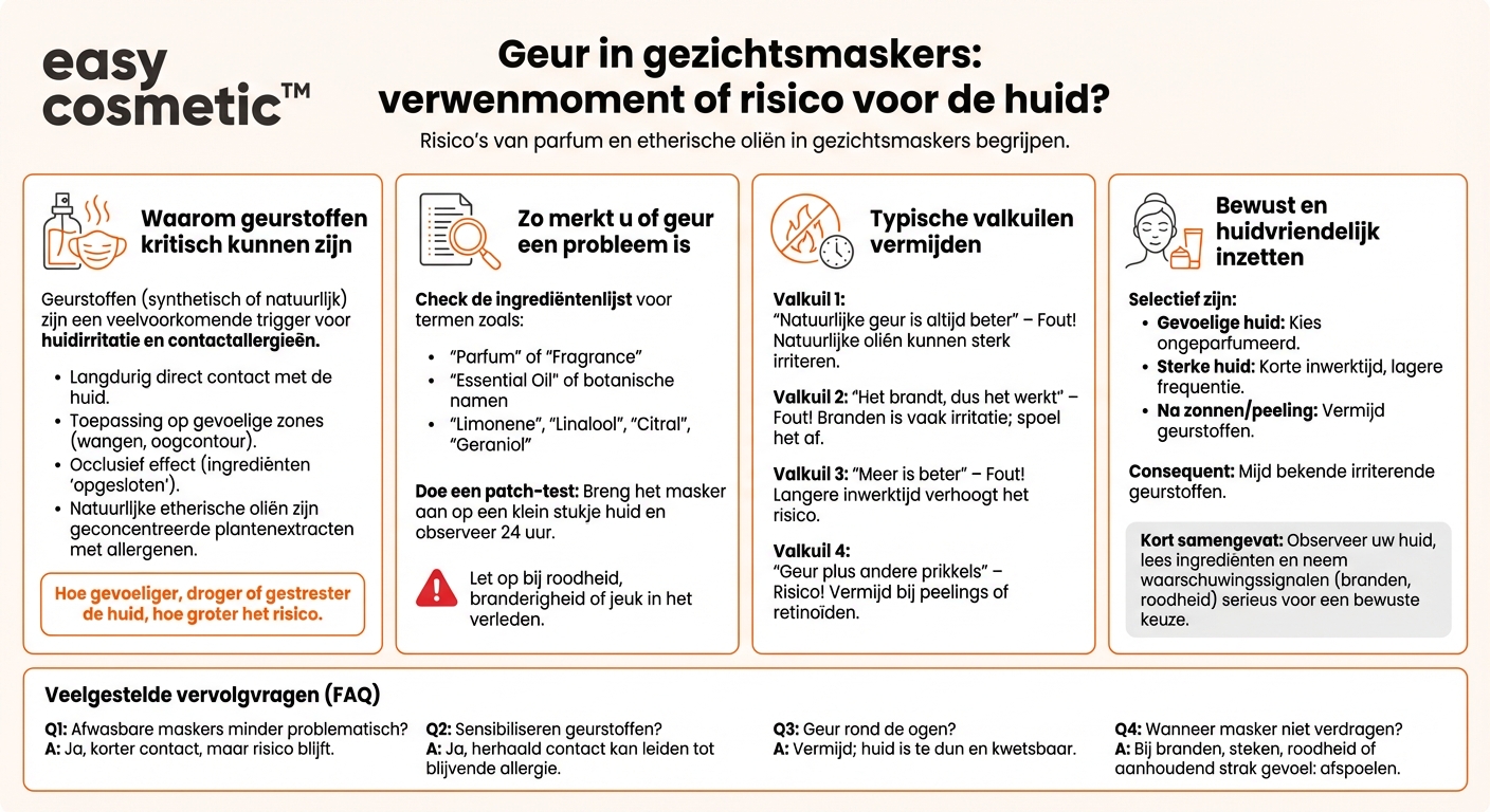 Zijn parfum en etherische oliën in gezichtsmaskers problematisch voor de huid?