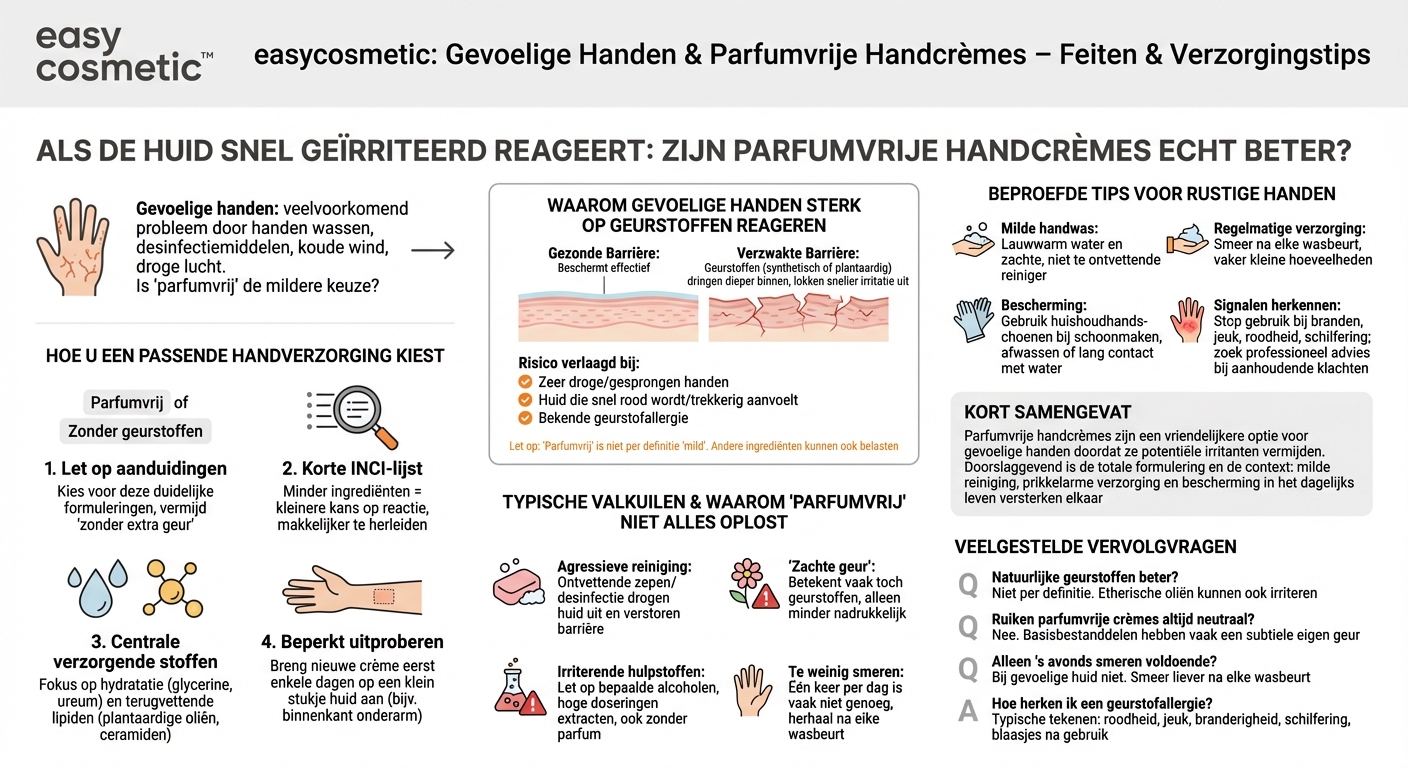 Zijn parfumvrije handverzorgingsproducten beter voor gevoelige handen?