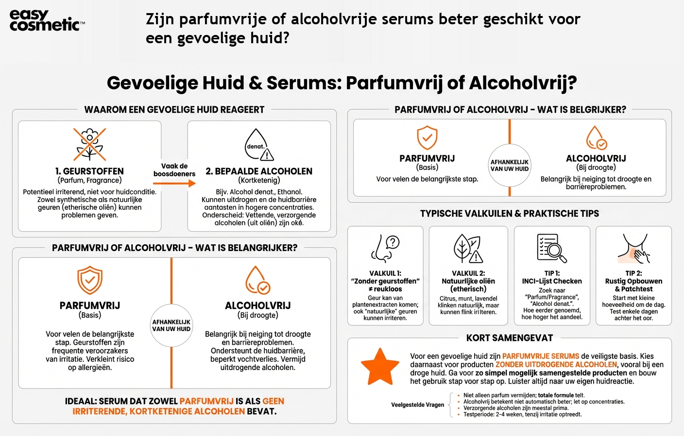 Zijn parfumvrije of alcoholvrije serums beter geschikt voor een gevoelige huid?