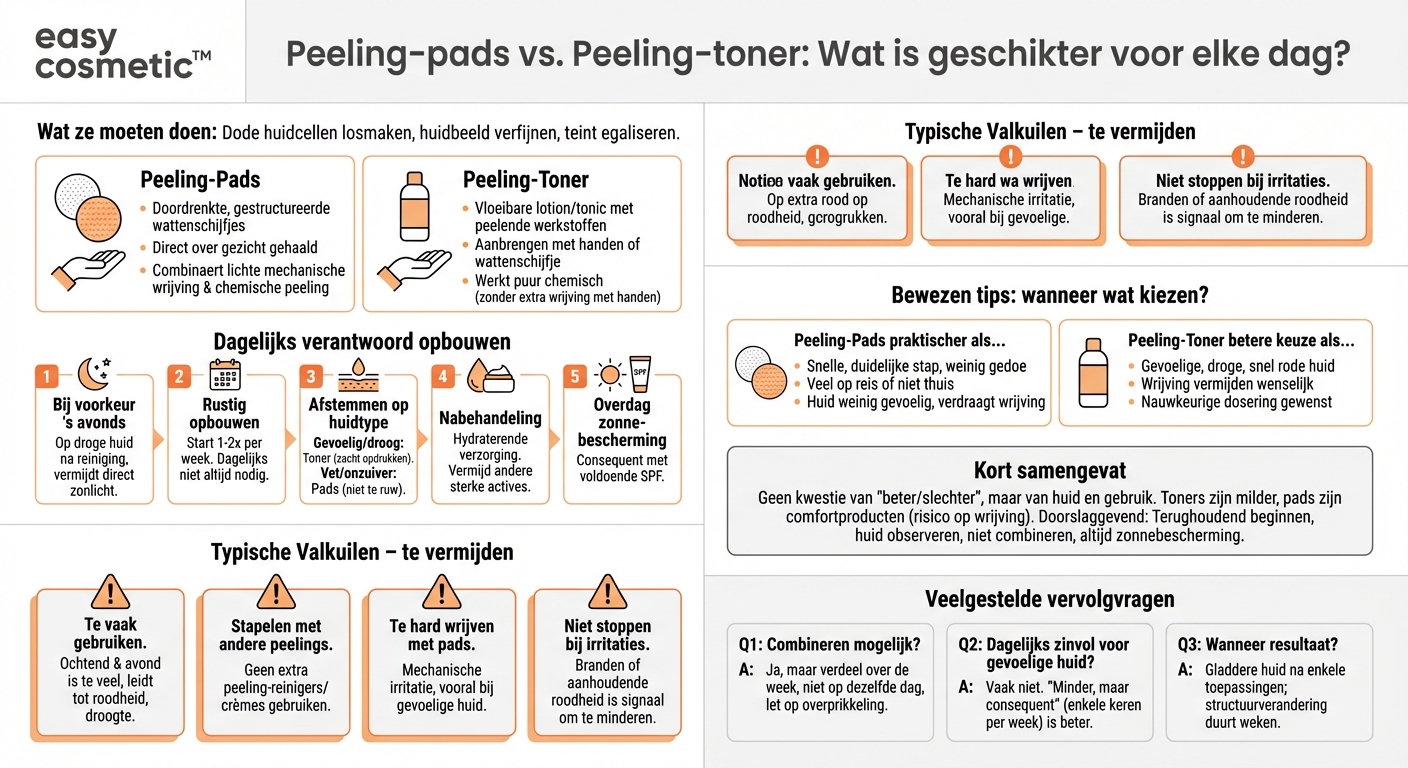 Zijn peelingpads of peelingtoners beter geschikt voor dagelijks gebruik?