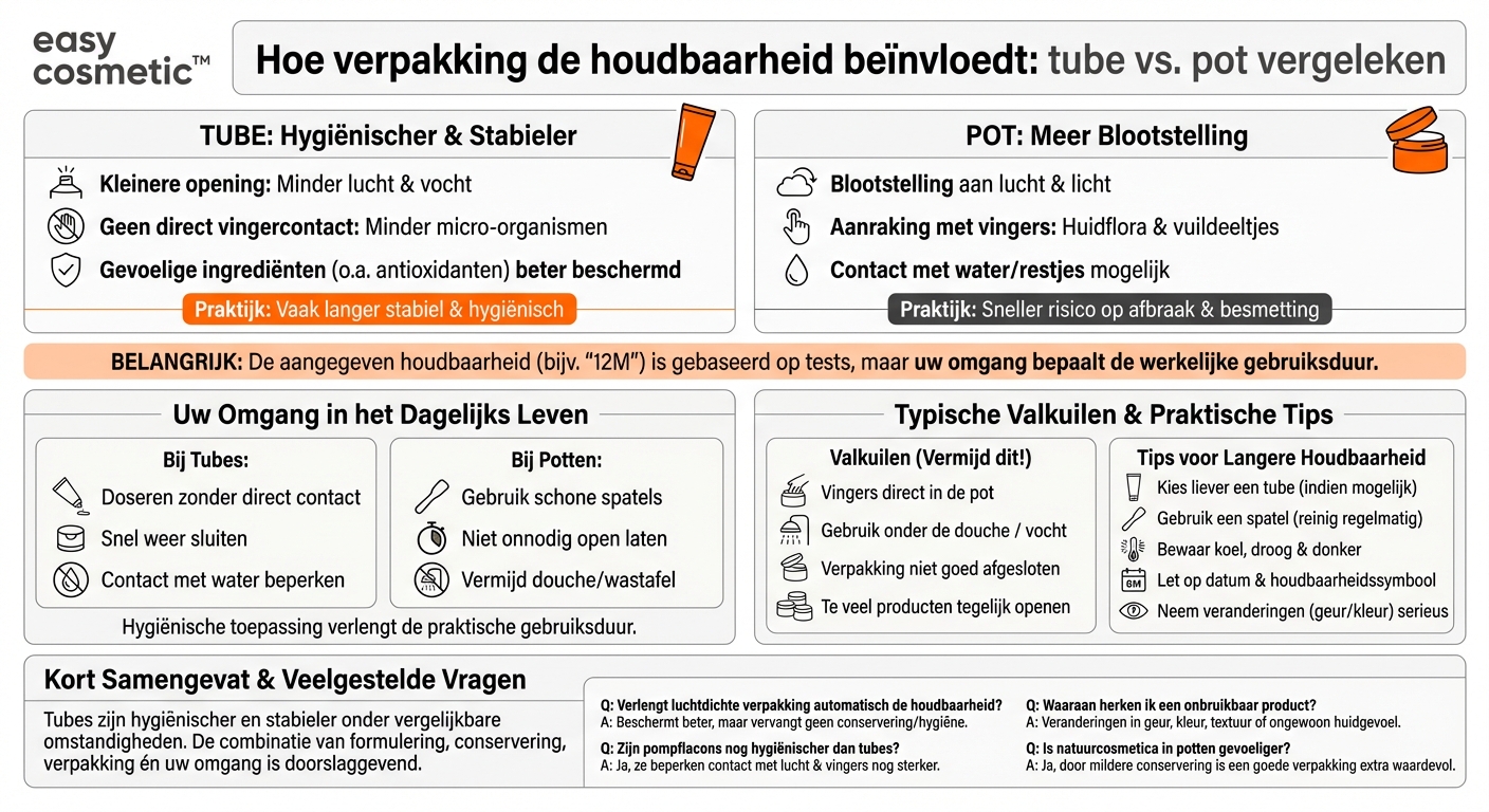 Zijn producten in tubes over het algemeen langer houdbaar dan producten in open potten?