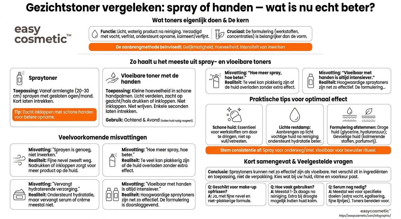 Zijn toners in sprayvorm net zo effectief als vloeibare toners die met de handen worden aangebracht?