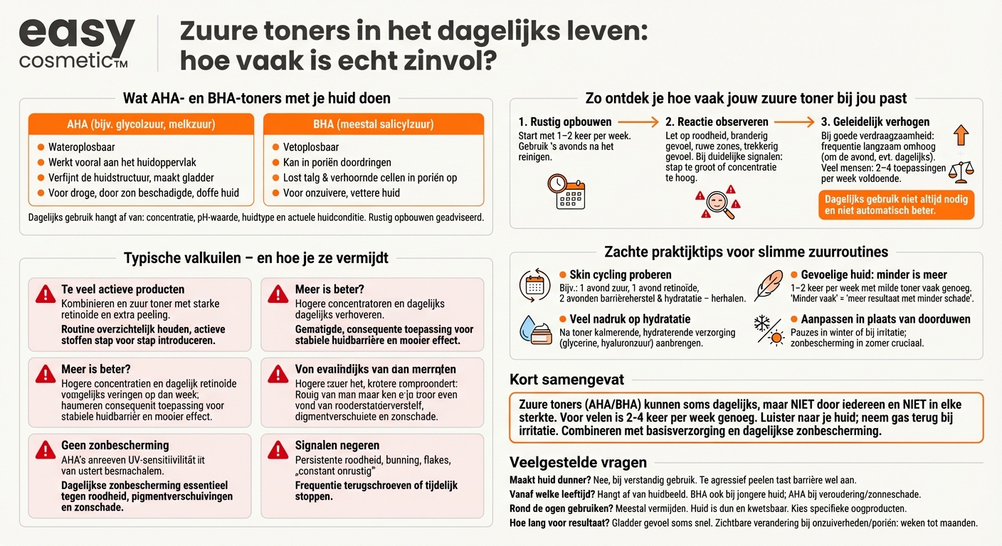 Zijn toners met zuren (bijv. AHA/BHA) geschikt voor dagelijks gebruik?