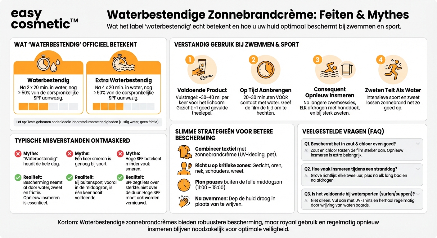 Zijn waterbestendige zonnecrèmes echt waterbestendig en hoe lang houdt de bescherming bij zwemmen of sport?
