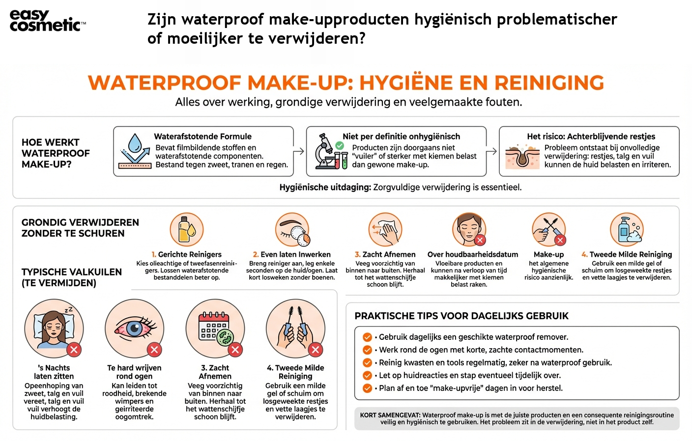 Zijn waterproof make-upproducten hygiënisch problematischer of moeilijker te verwijderen?