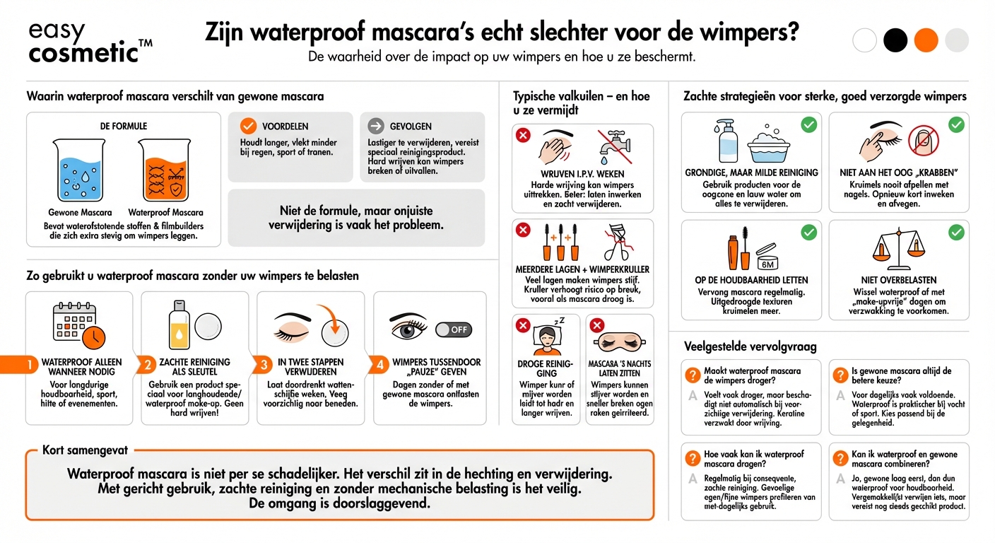 Zijn waterproof mascara’s schadelijker voor de wimpers dan normale?