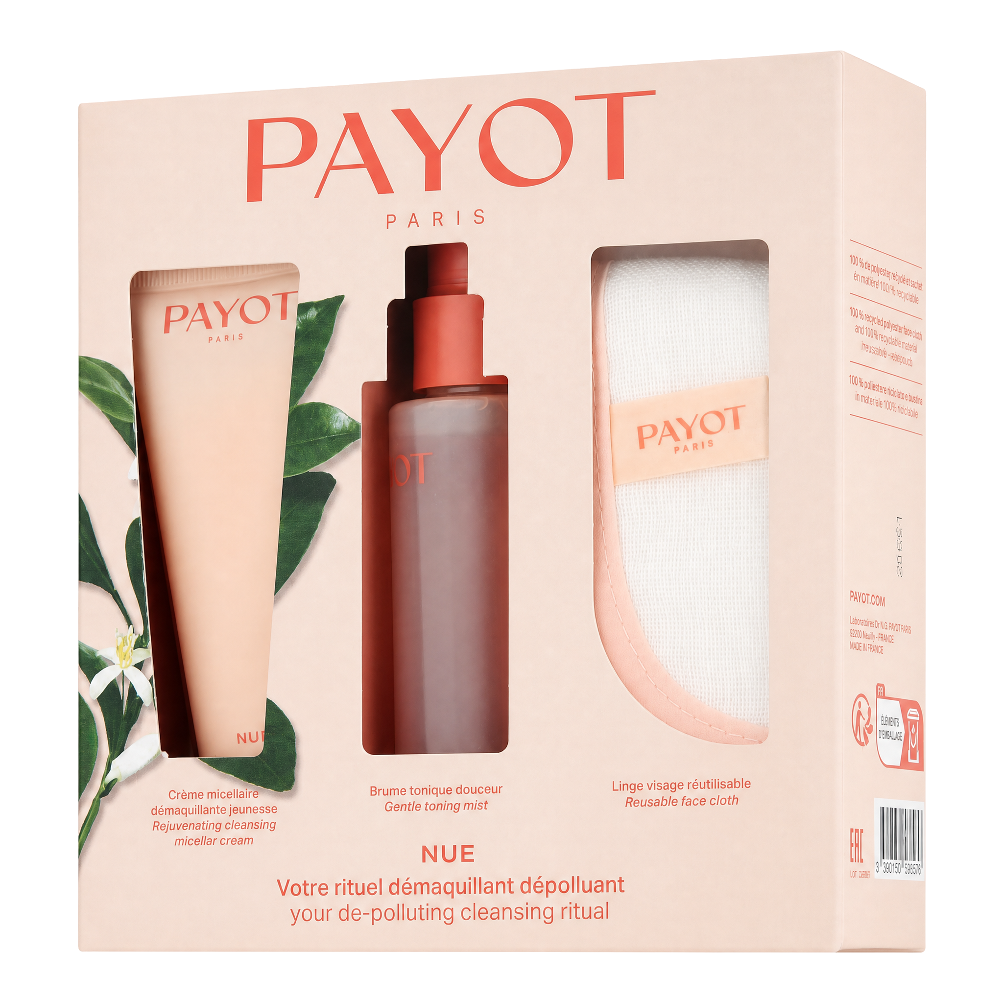 Payot Nue Set mit Brume Tonique Douceur 100ml+75ml+1Stück